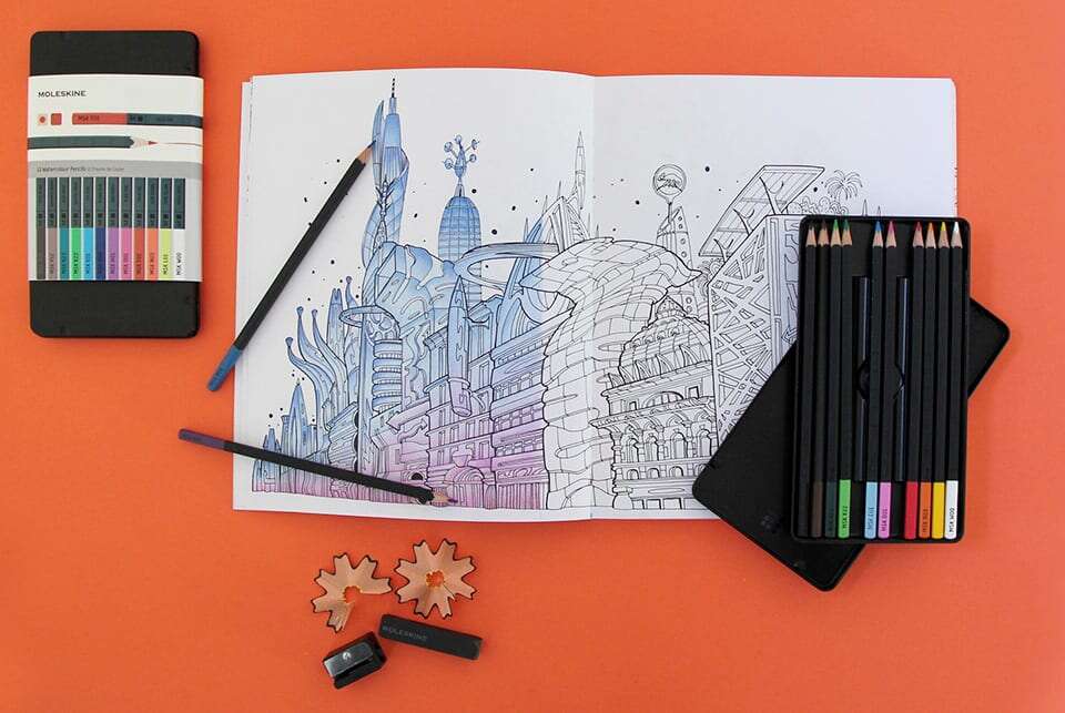 Moleskine watercolor pencils with sketchbook
